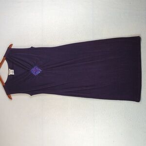 Kim&Co Purple Beaded Diamond Formal Business Sleeveless Midi Dress M‎